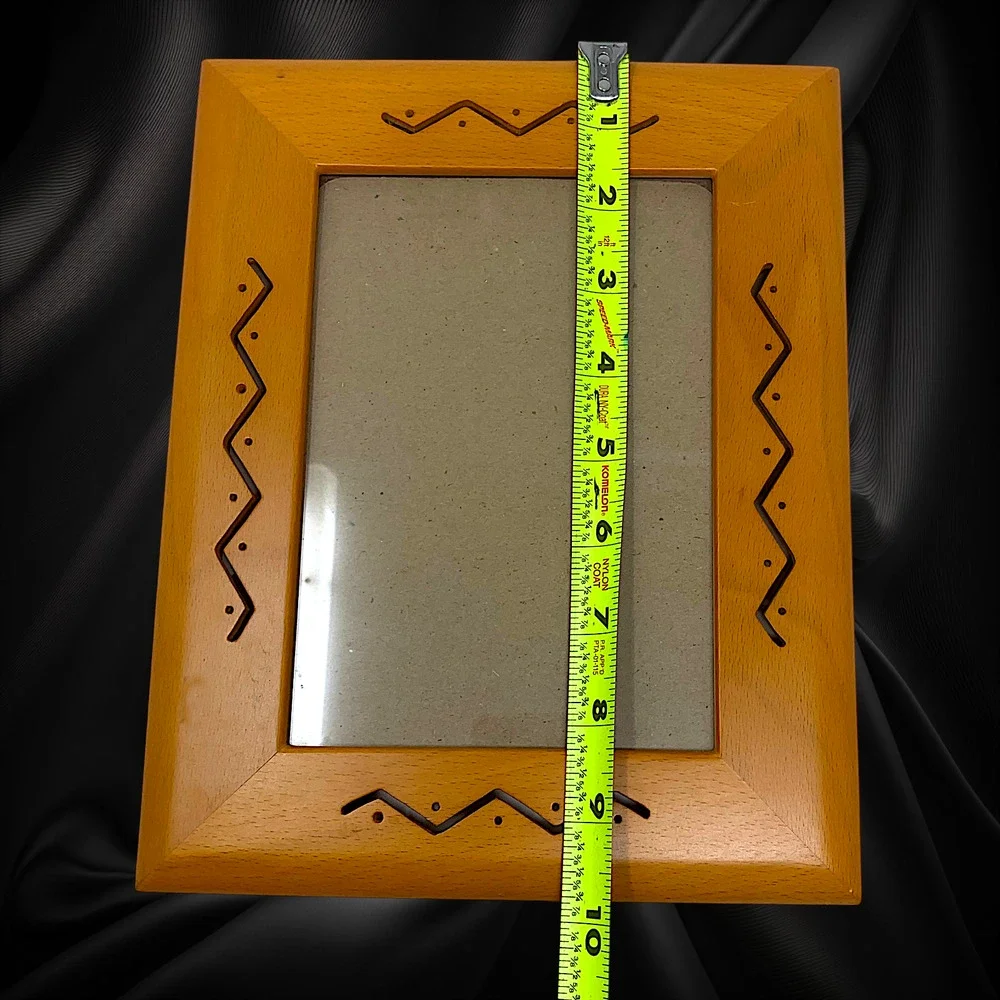 Vintage 90s FETCO Solid Wood 5x7 Picture Frame Geometric Zig Zag Modernist Y2K
